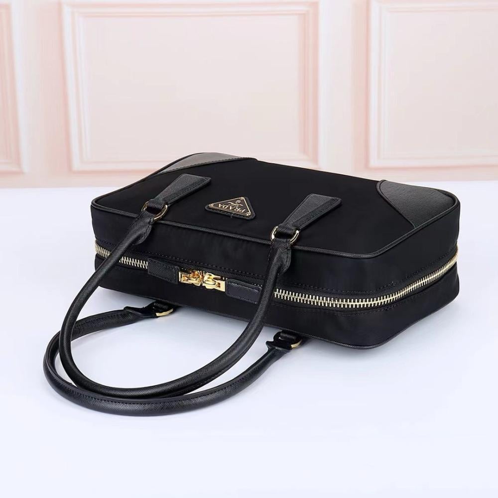 Classic Modern Gold Nylon Top Handle Bag