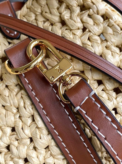 Italian-Inspired Stylish Embroidered Raffia Shoulder Bag