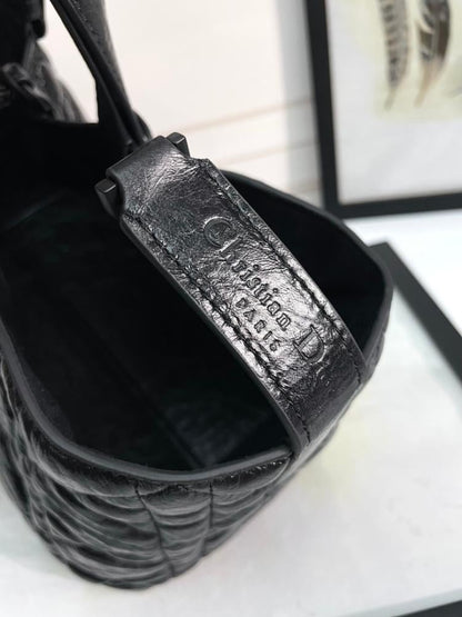 Italian-Inspired Luxury Black Calfskin Crossbody Bag
