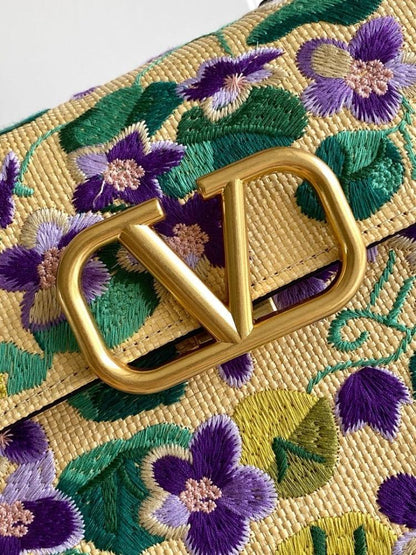 Modern Italian-Inspired Brown Embroidered Leather Bag
