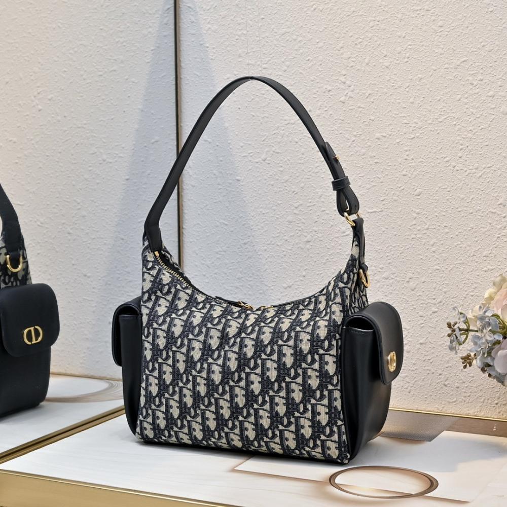 Italian-Inspired Stylish Gold Embroidered Lambskin Shoulder Bag