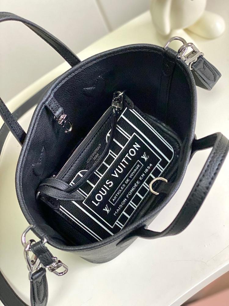 Neverfull Black Monogram Leather Shoulder Bag
