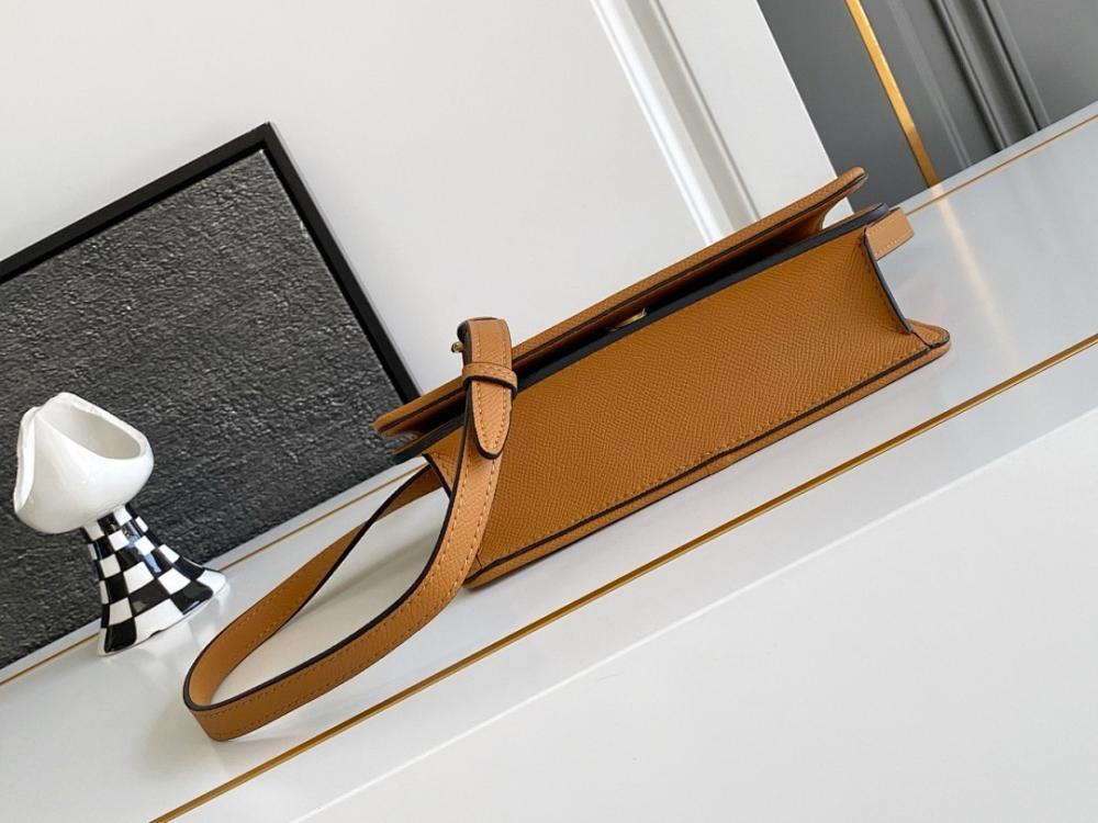 Modern Italian-Inspired Brown Embroidered Leather Bag