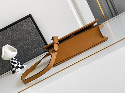 Modern Italian-Inspired Brown Embroidered Leather Bag