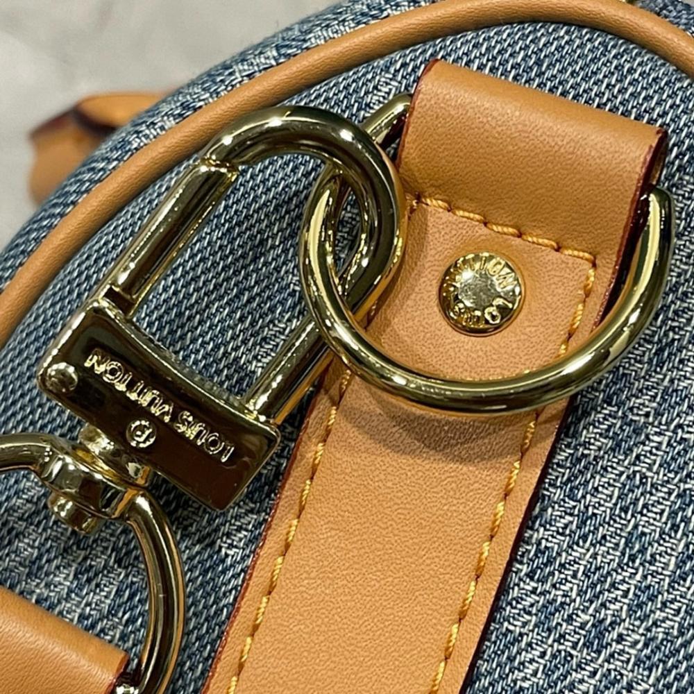 Classic Elegant Red Denim Top Handle Bag
