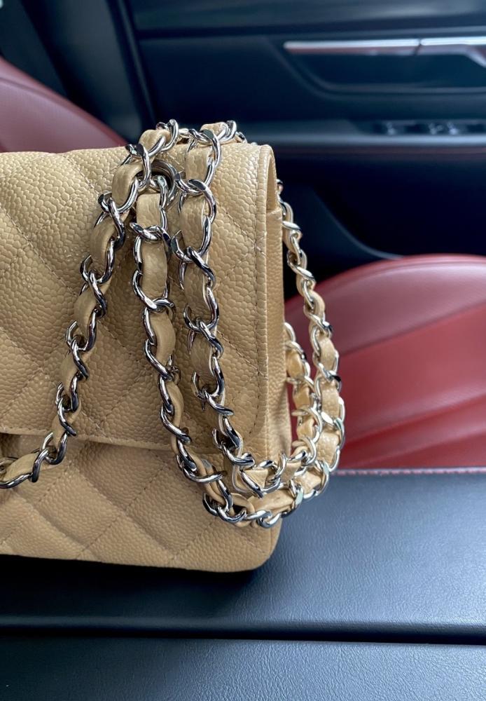 Gold Leather Top Handle Bag