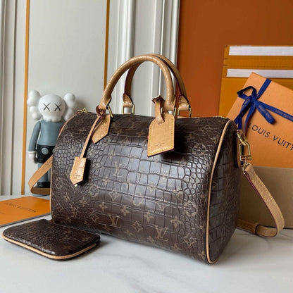 Modern Stylish Monogram Calfskin Top Handle Bag