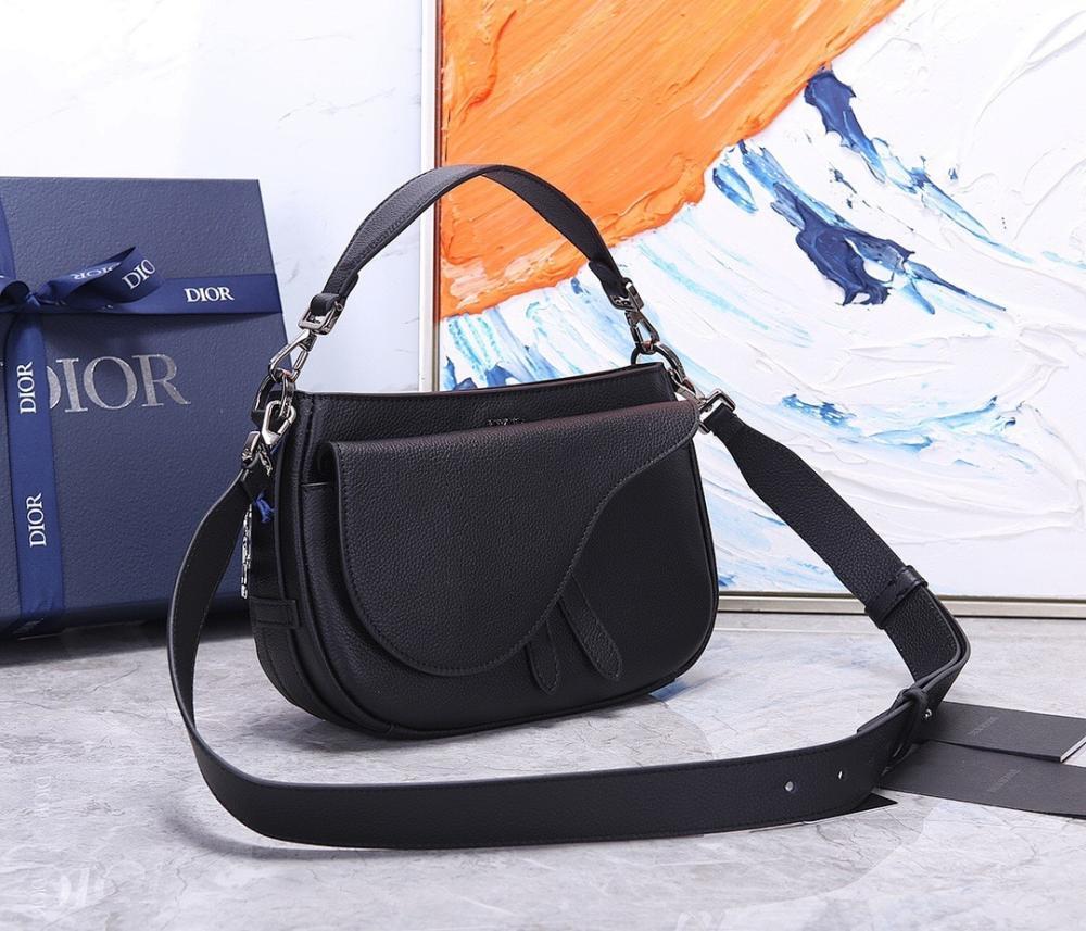 Stylish Refined Black Quilted Calfskin Crossbody Bag