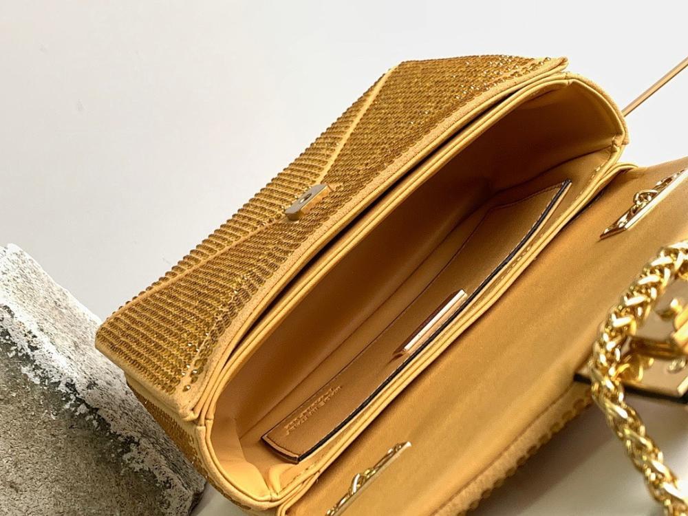 Modern Stylish Crystal-Embellished Lambskin Shoulder Bag
