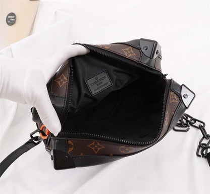 Modern Stylish Black Monogram Calfskin Shoulder Bag