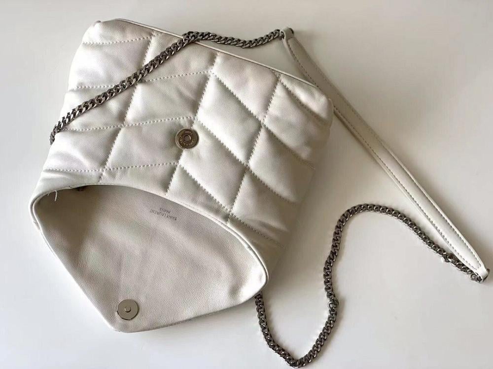 Modern Elegant Silver Quilted Lambskin Top Handle Bag