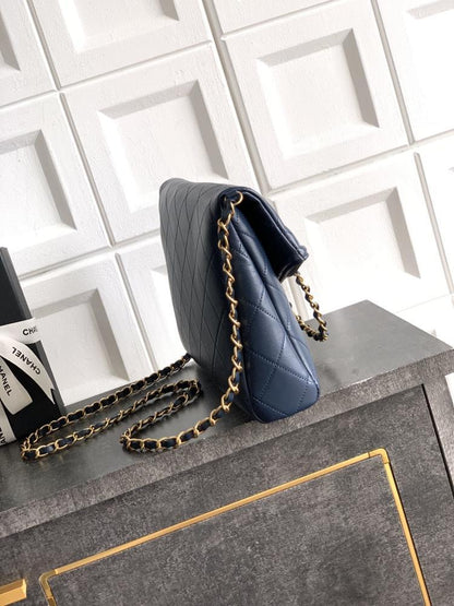 Gold Leather Top Handle Bag