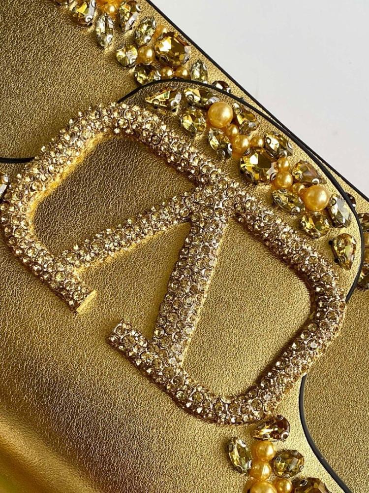 Modern Stylish Crystal-Embellished Leather Shoulder Bag
