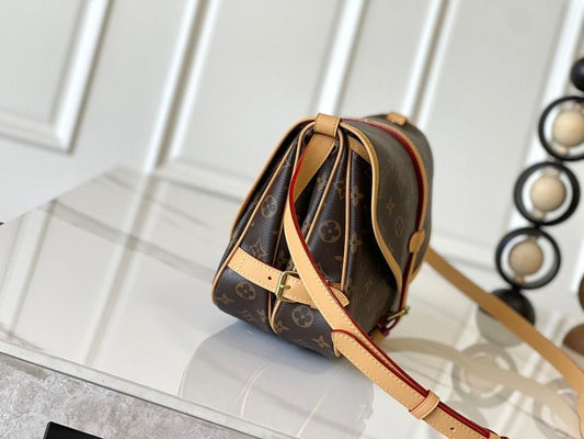 Modern Italian-Inspired Monogram Leather Shoulder Bag