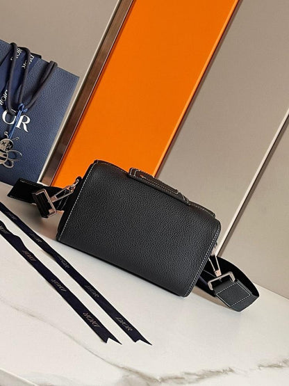 Luxury Stylish Black Printed Calfskin Shoulder Bag