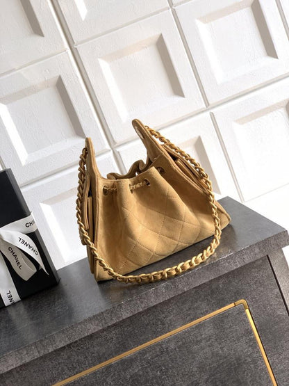 Gold Leather Bucket Bag