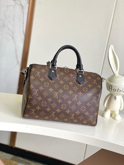Elegant Premium Black Monogram Leather Shoulder Bag