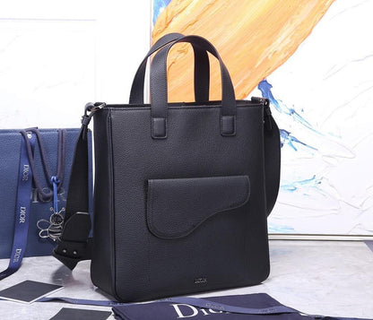 Modern Stylish Black Calfskin Shoulder Bag