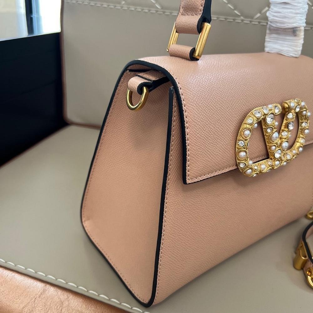 Garavani VSLING Crystal-Embellished Calfskin Shoulder Bag
