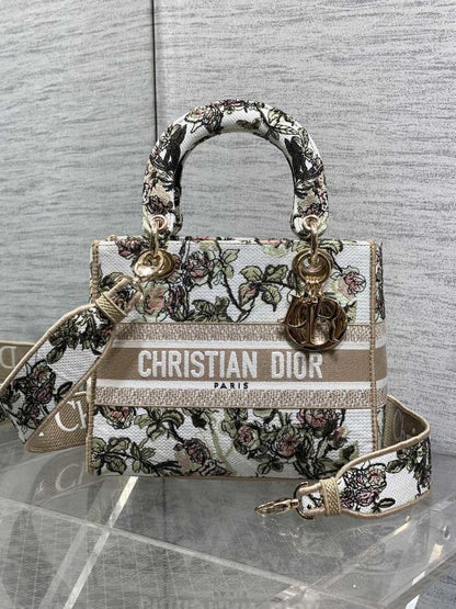 Gold Embroidered Top Handle Bag