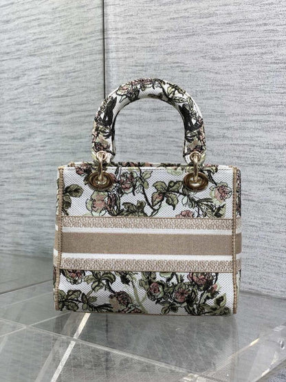 Gold Embroidered Top Handle Bag