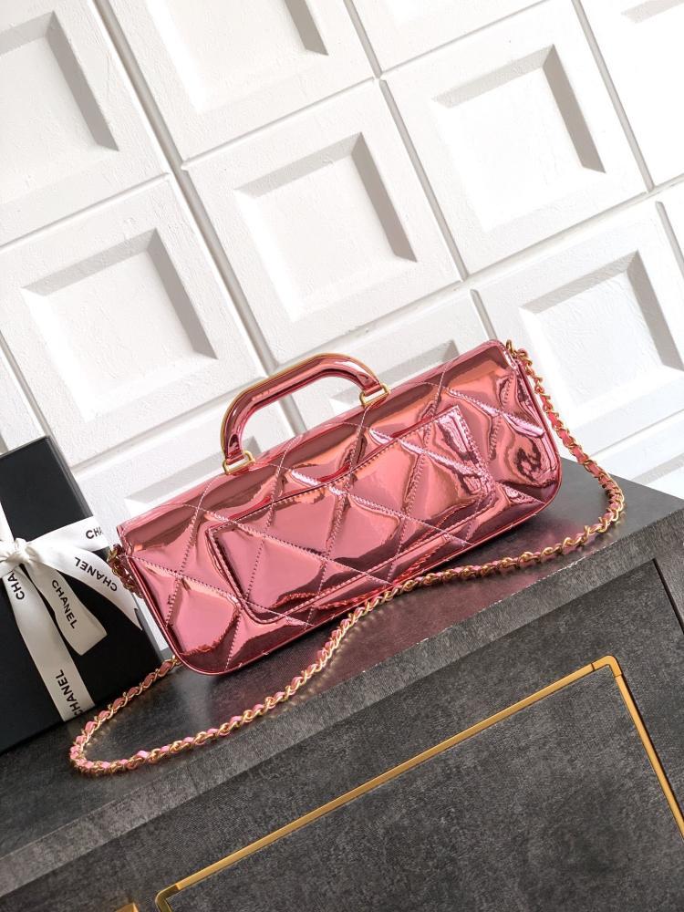 Gold Leather Top Handle Bag
