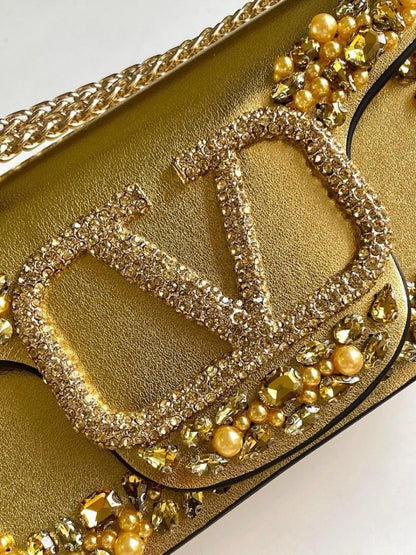 Modern Elegant Crystal-Embellished Leather Shoulder Bag – Special Edition