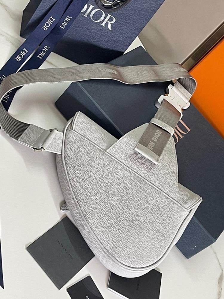 Elegant Stylish Grey Embroidered Calfskin Shoulder Bag