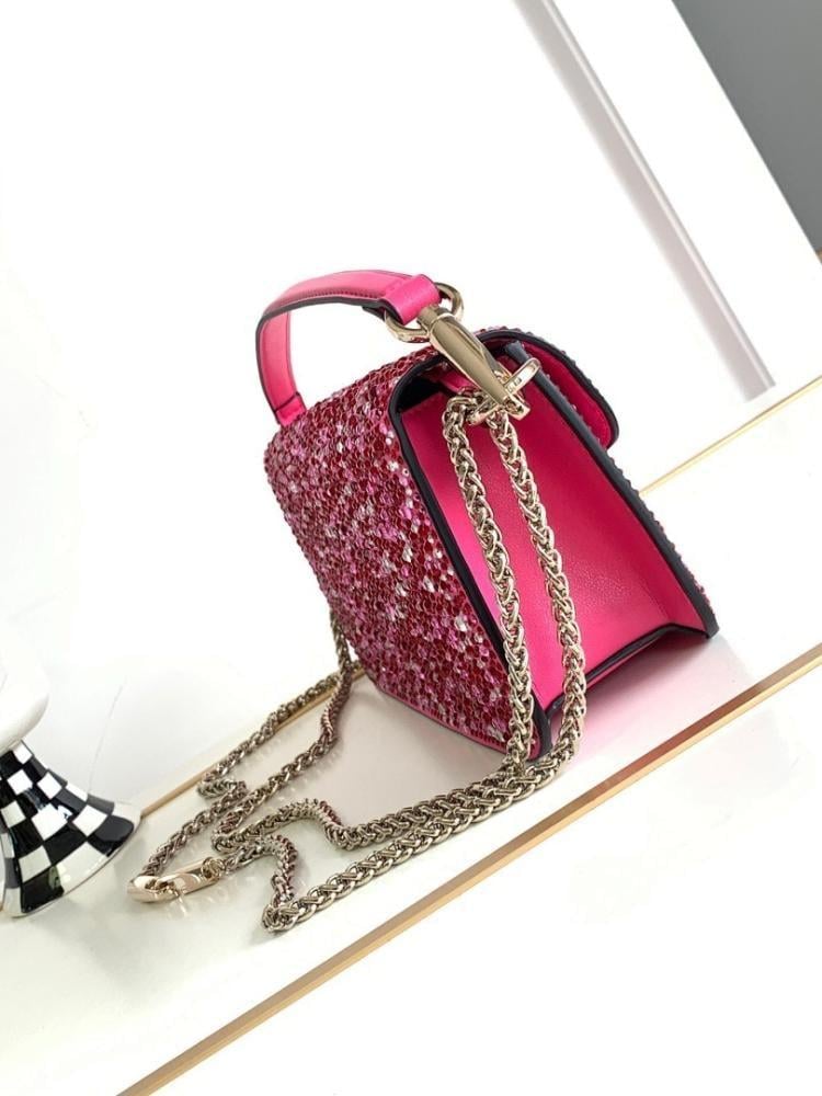 Modern Crystal-Embellished Lambskin Shoulder Bag