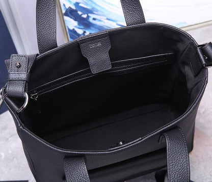 Modern Stylish Black Calfskin Shoulder Bag