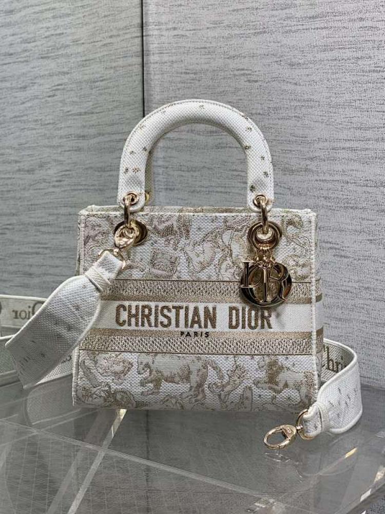 Gold Embroidered Top Handle Bag