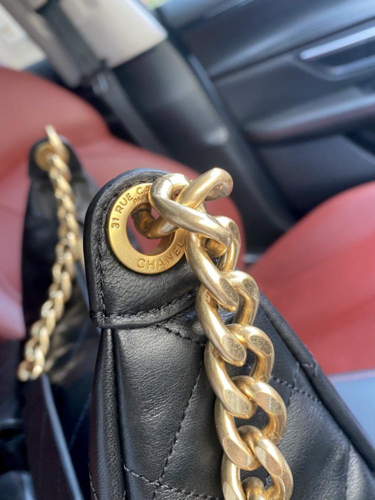 Gold Leather Hobo Bag