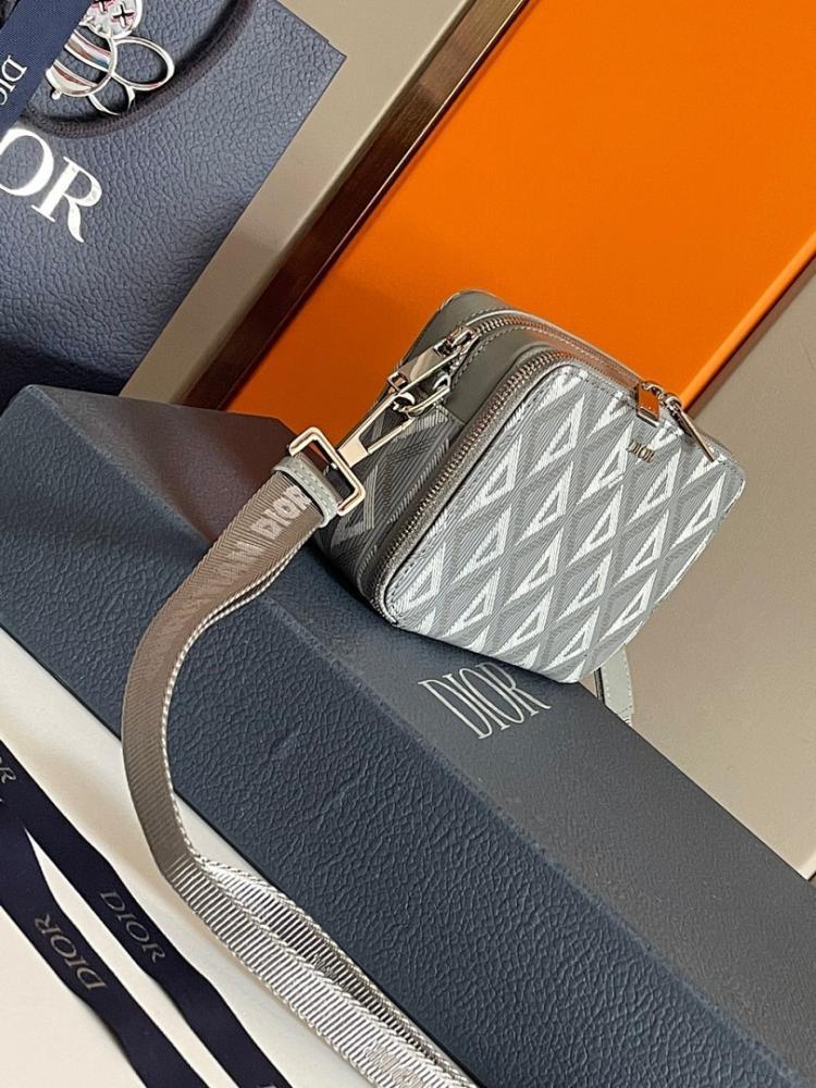 Modern Premium Grey Quilted Calfskin Shoulder Bag