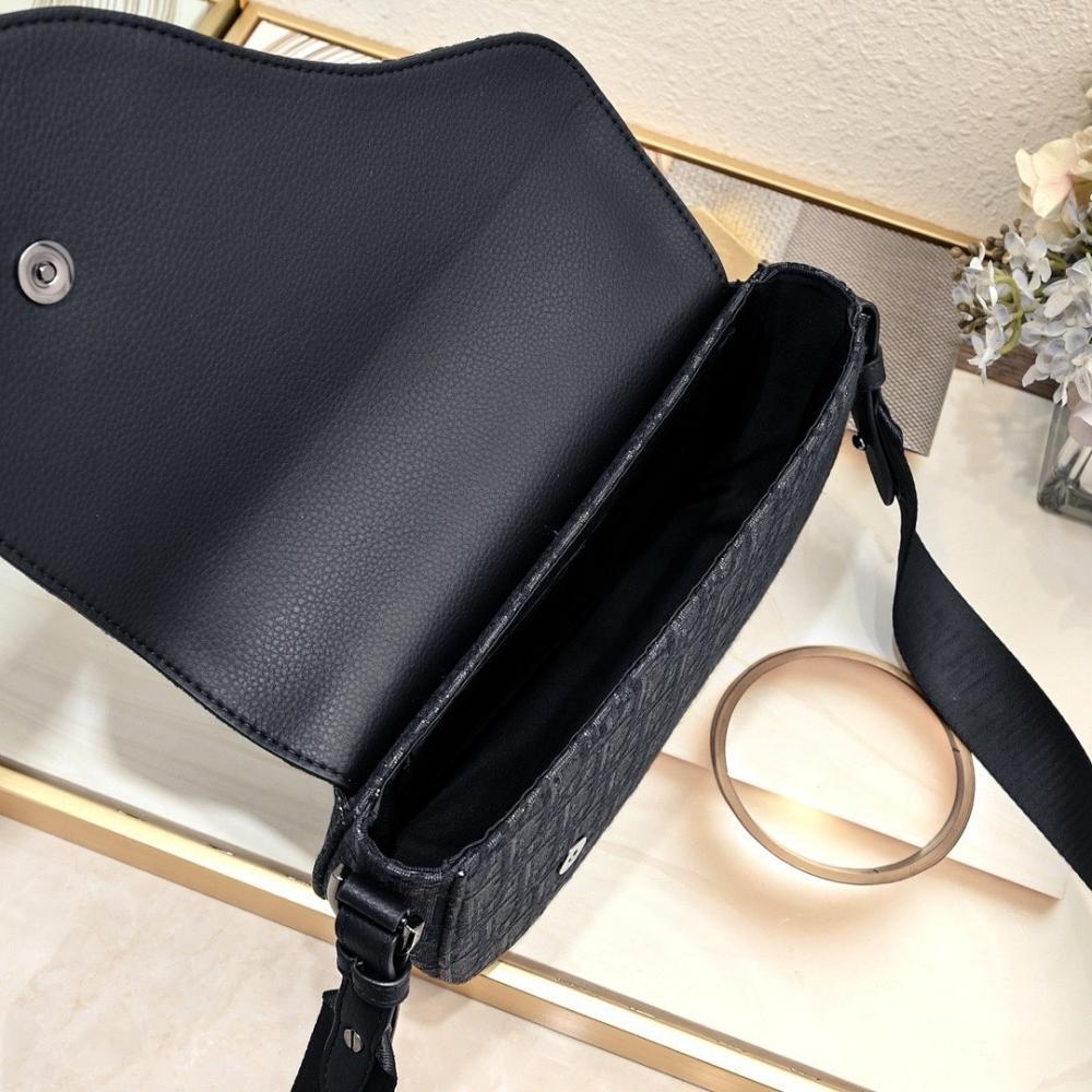 Saddle Black Printed Calfskin Shoulder Bag