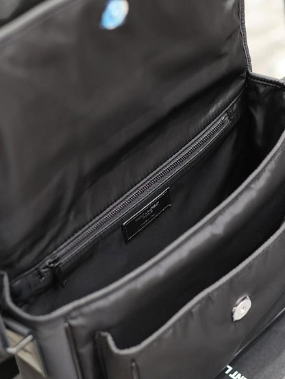 Classic Refined Black Nylon Crossbody Bag