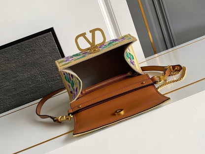 Modern Italian-Inspired Brown Embroidered Leather Bag