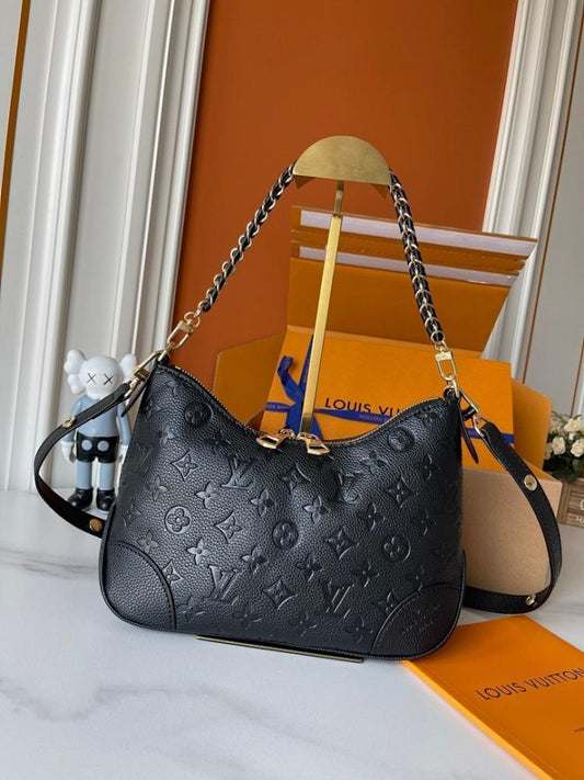 Modern Italian-Inspired Monogram Leather Shoulder Bag