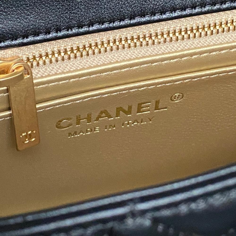Gold Leather Top Handle Bag