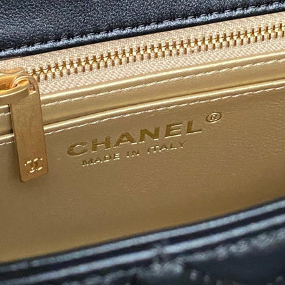 Gold Leather Top Handle Bag