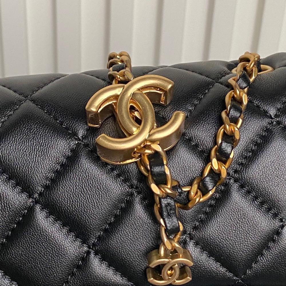Gold Leather Top Handle Bag