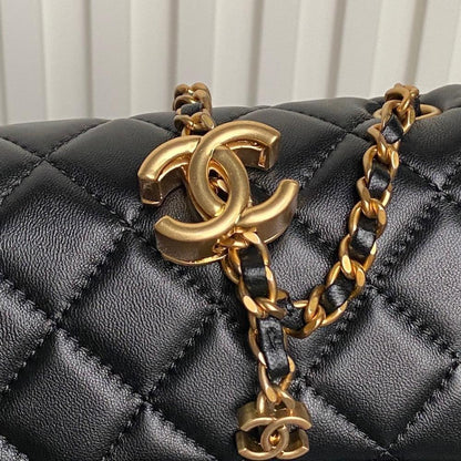 Gold Leather Top Handle Bag