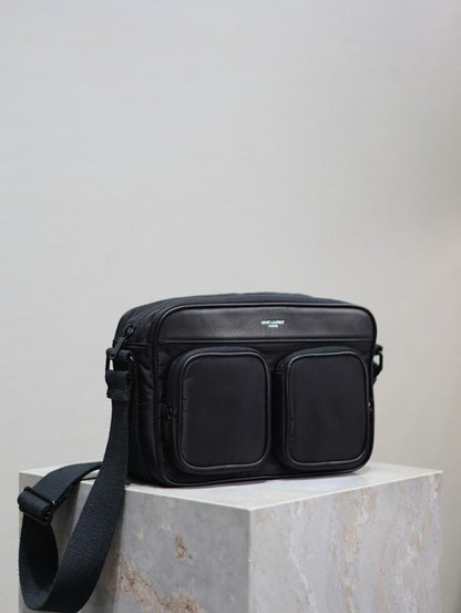 Italian-Inspired Elegant Black Nylon Shoulder Bag