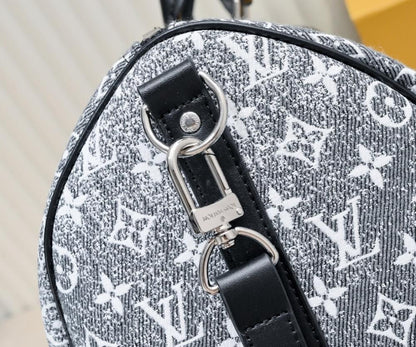 Luxury Refined Monogram Denim Top Handle Bag