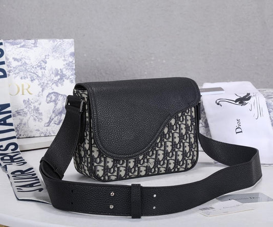 Modern Luxury Black Printed Calfskin Shoulder Bag