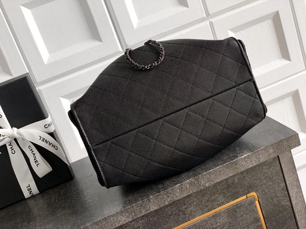 Black Leather Bucket Bag