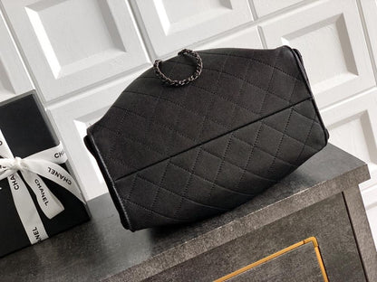 Black Leather Bucket Bag