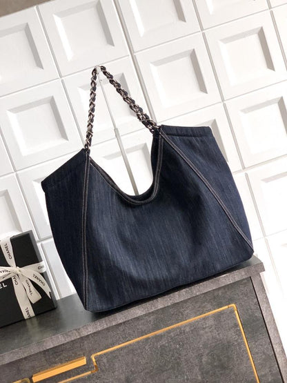 Embroidered Denim Tote Bag