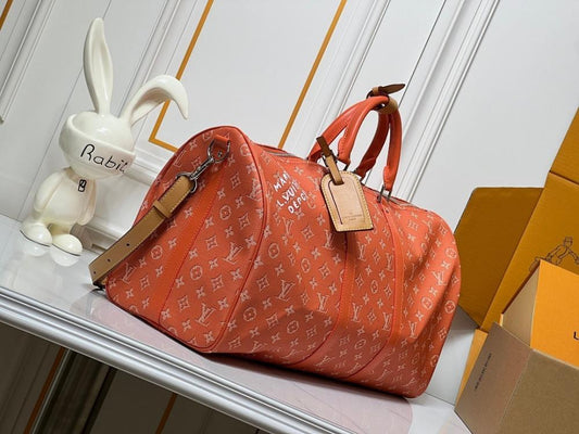 Keepall Monogram Leather Travel Bag