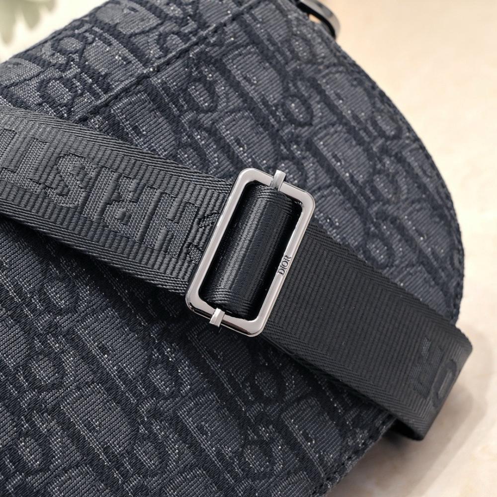 Saddle Black Printed Calfskin Shoulder Bag