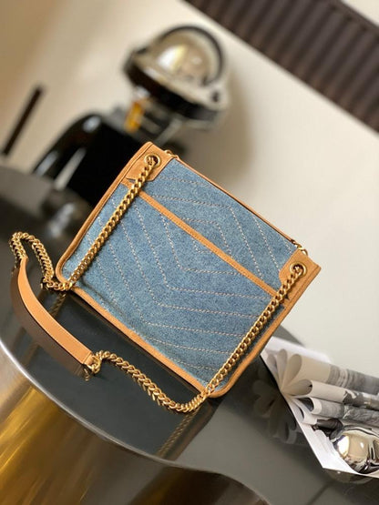 Modern Luxury Gold Leather Top Handle Bag